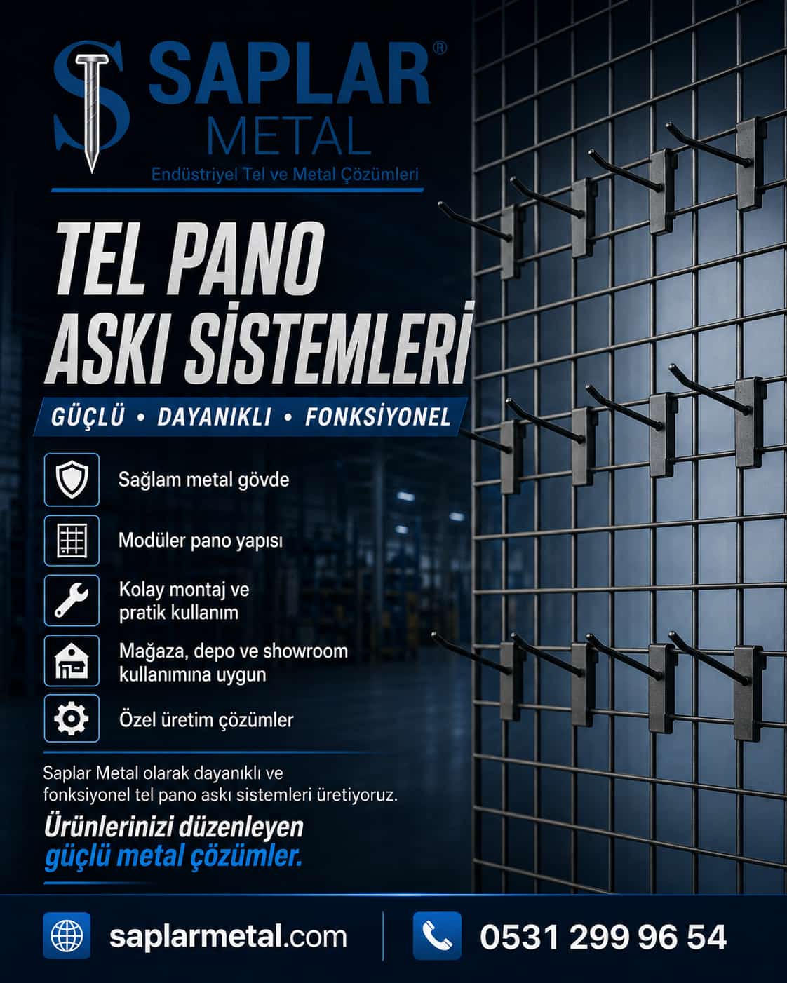Tel pano askı sistemleri ve mağaza raf kancaları